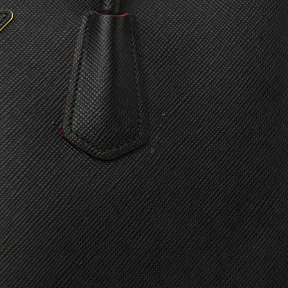 Prada Saffiano Cuir Large Double Bag Black Fuoco 12 of 12