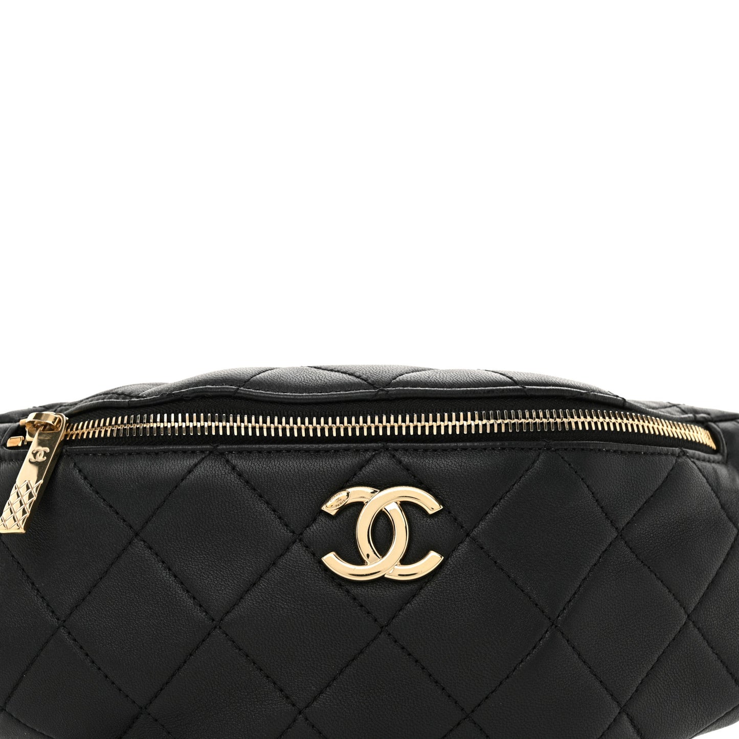 Lambskin Quilted Resin Bi-Color Waist Bag Fanny Pack Black