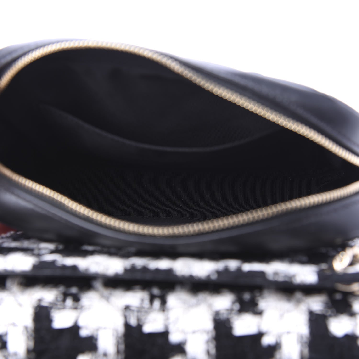 Chanel Tweed Lambskin Quilted Flap Black Ecru White 6 of 12