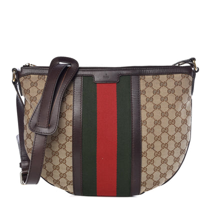 Gucci Monogram Vintage Web Medium Half Moon Hobo Dark Brown 1 of 8