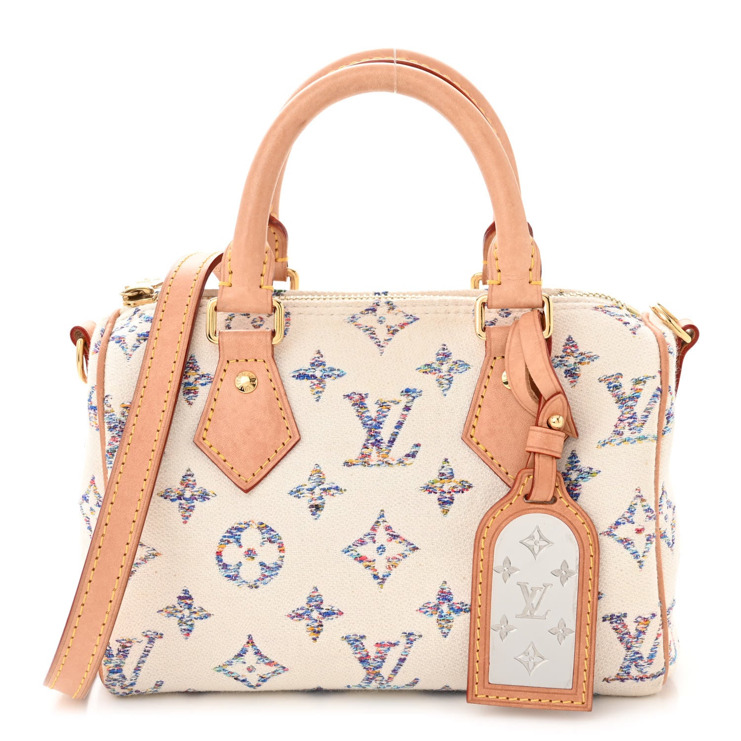 Louis Vuitton Monogram Jacquard Fabric Speedy Bandouliere 20 Multicolor Beige 1 of 10