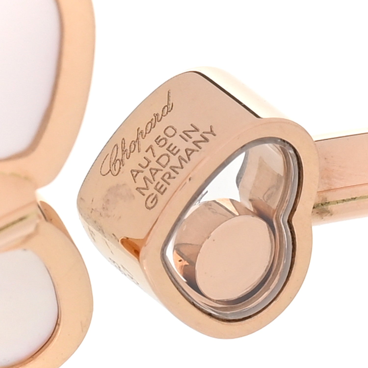 Chopard 18K Rose Gold Mother of Pearl Diamond Happy Hearts Wings Bangle Bracelet 3 of 5