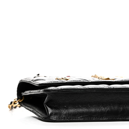 Chanel Aged Calfskin Quilted Lucky Charms 2.55 Reissue Wallet On Chain WOC Black 10 of 12