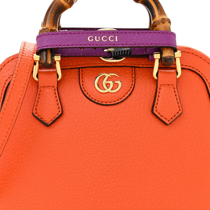 Gucci Textured Dollar Calfskin Mini Diana Dome Tote Bag Deep Orange Spicy Cyclamin 9 of 12