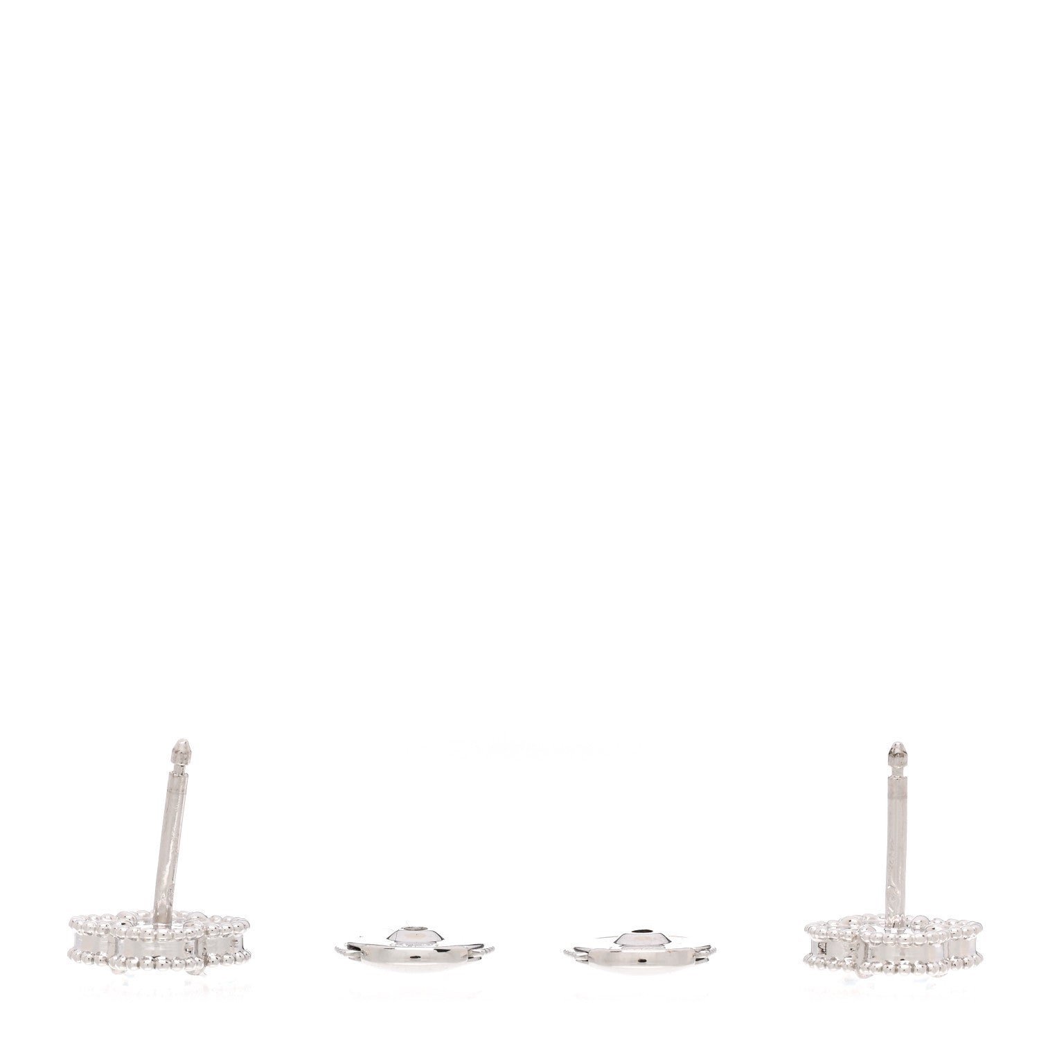Van Cleef & Arpels 18K White Gold Turquoise Sweet Alhambra Earrings 3 of 5