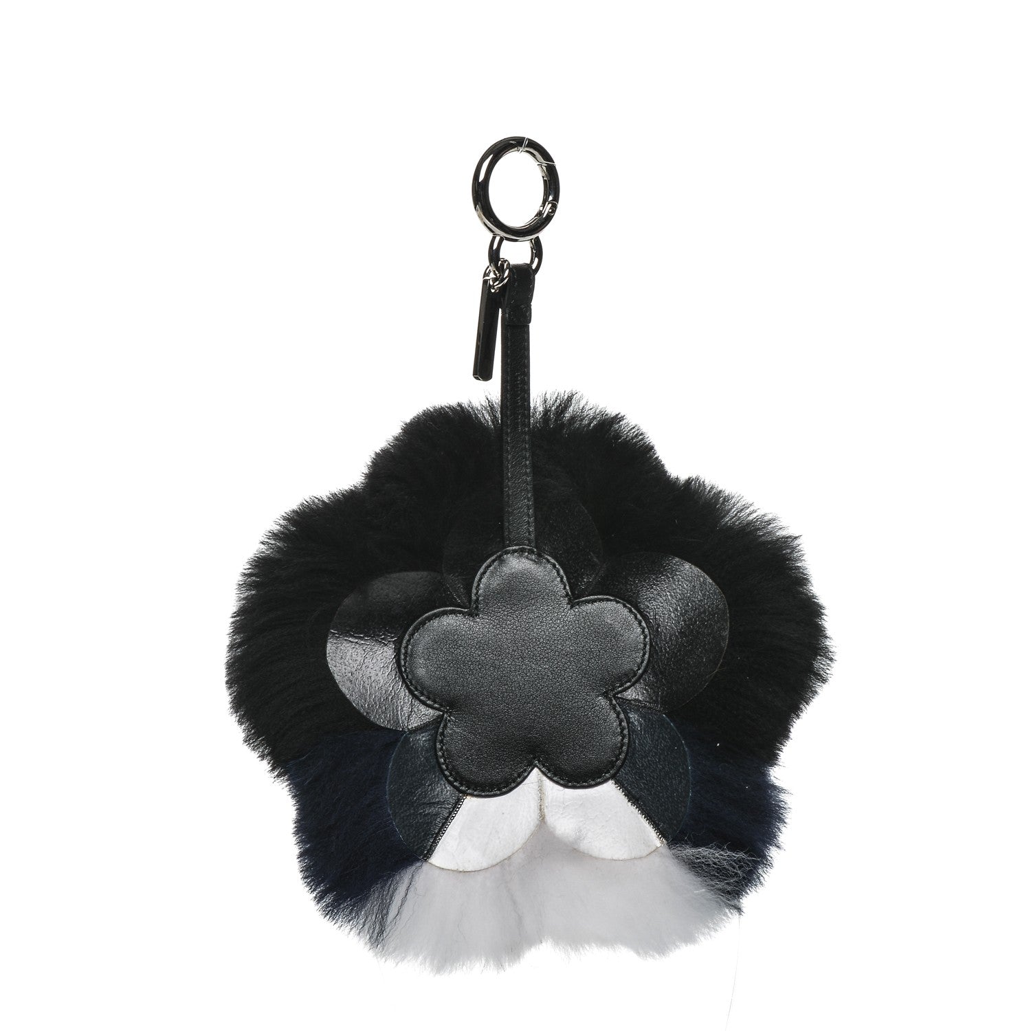 Fendi Fox Mink Fur Flowerland Bag Charm Black Blue White 3 of 7