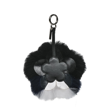 Fendi Fox Mink Fur Flowerland Bag Charm Black Blue White 3 of 7