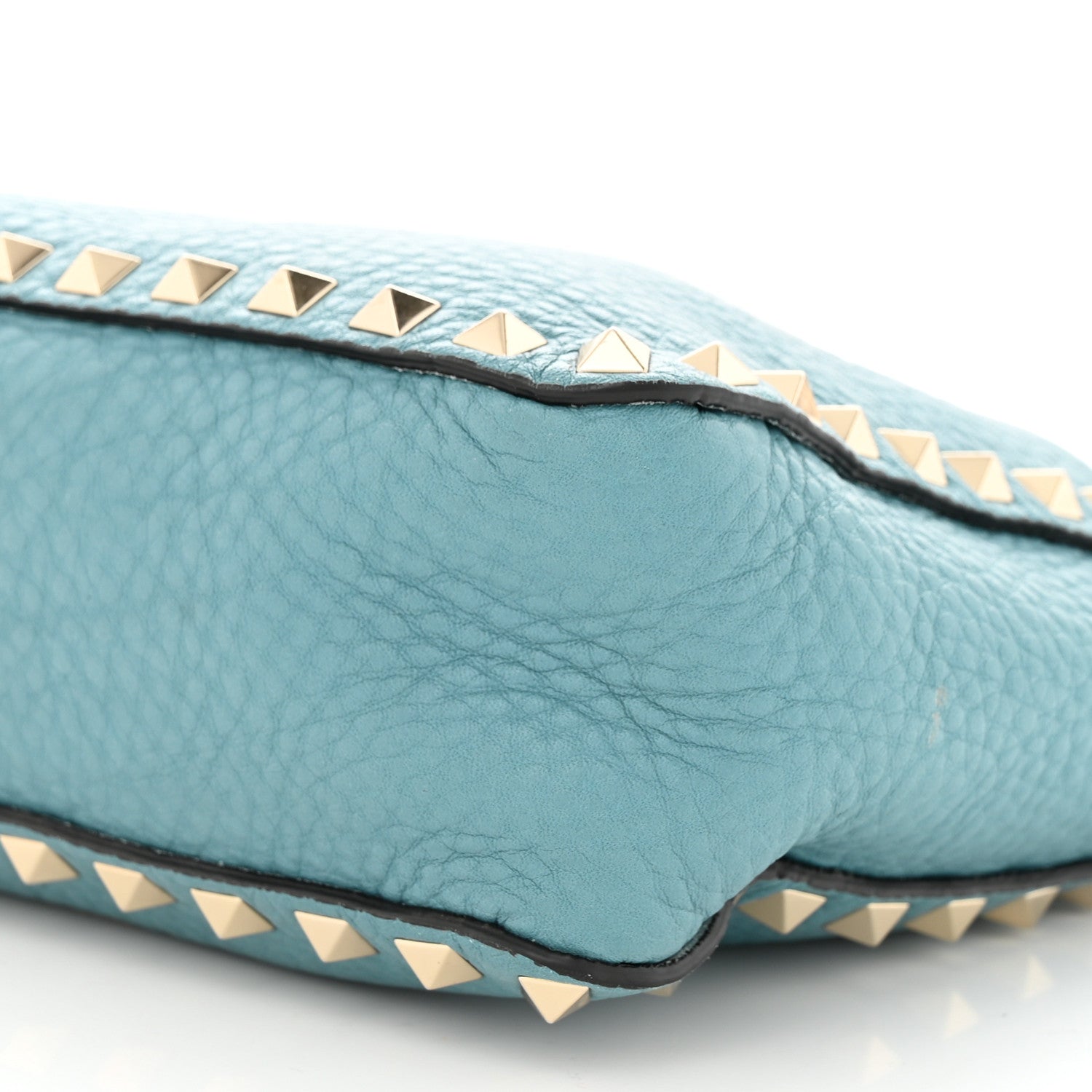 Valentino Garavani Pebbled Calfskin Mini Rockstud Flip-Lock Messenger Bag Atlantique 9 of 9