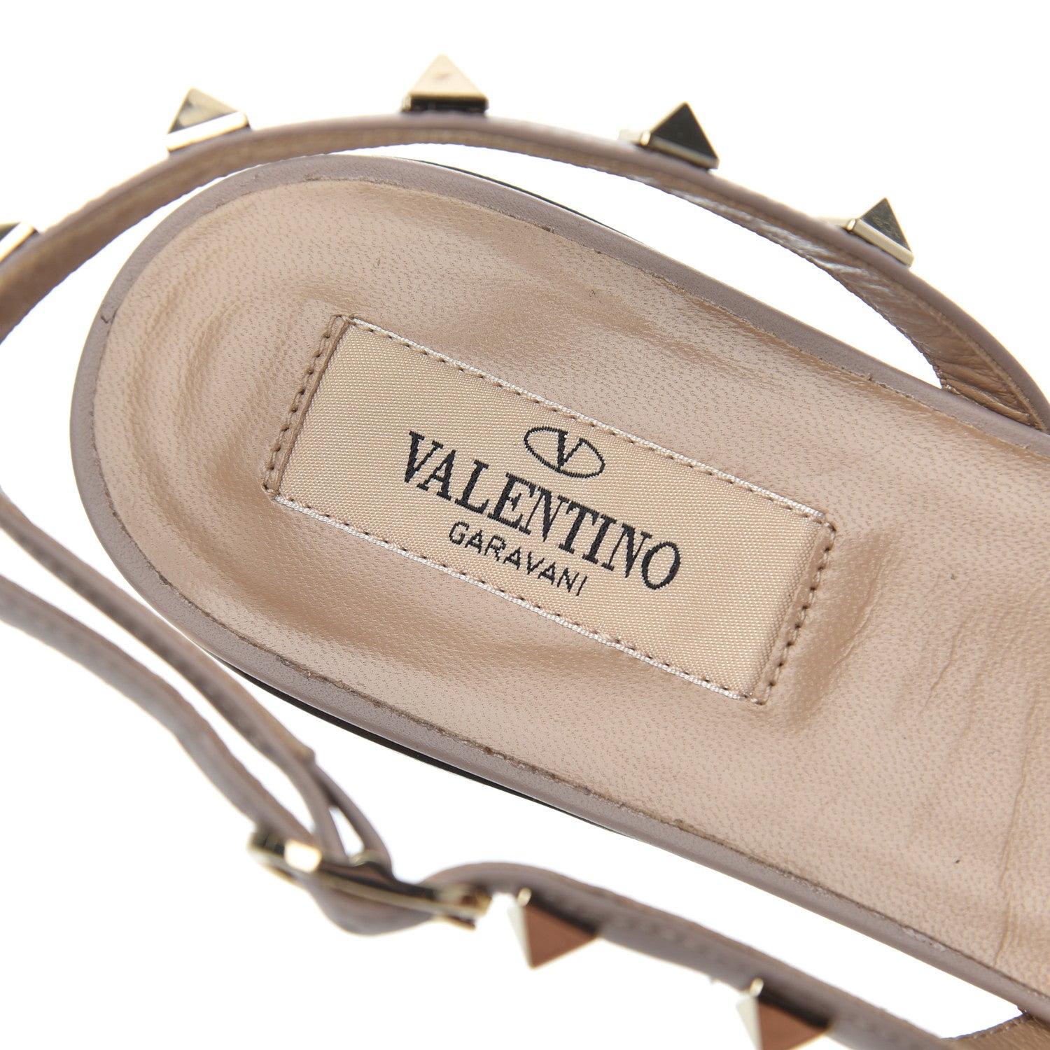 Valentino Garavani Pebbled Calfskin Rockstud Slingback Flats 38 Poudre 6 of 16