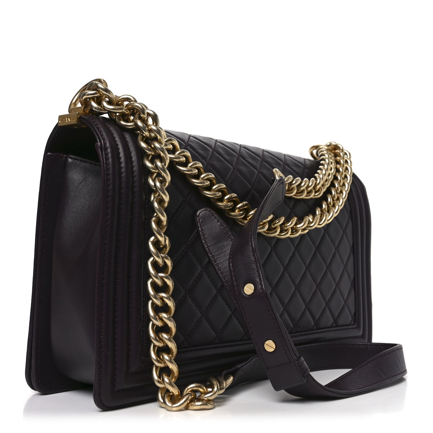 Chanel Lambskin Quilted New Medium Boy Flap Dark Purple 5 of 19