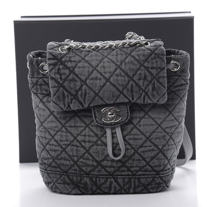 Chanel Washed Denim Quilted Denimpression Backpack Lilac Black 10 of 10