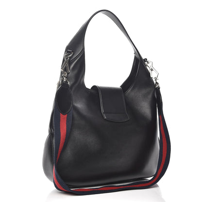 Gucci Calfskin Web Garden Collection Embroidered Medium Dionysus Hobo Black 2 of 9