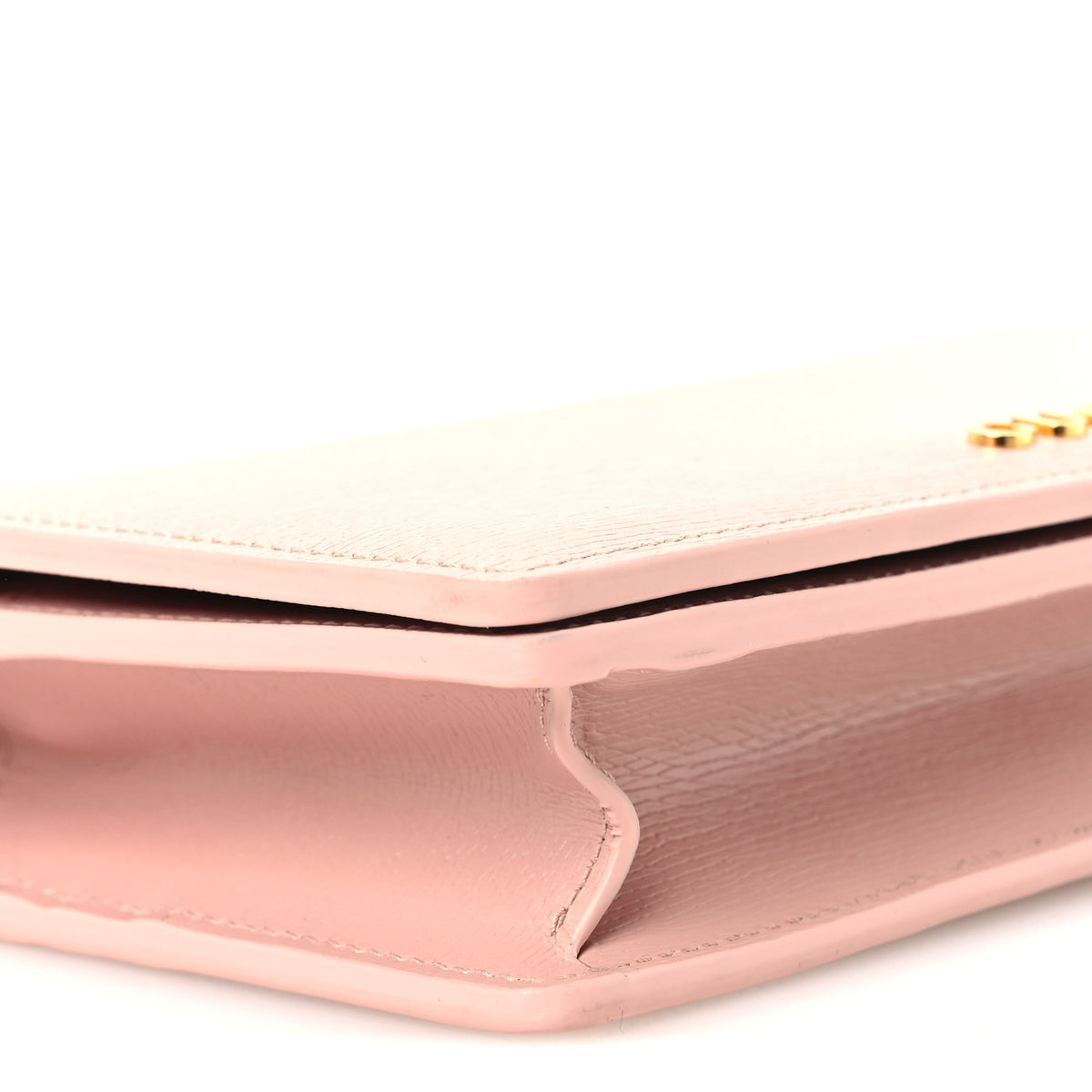 Gucci Textured Calfskin Script Logo Wallet On Chain Light Pink 9 of 10