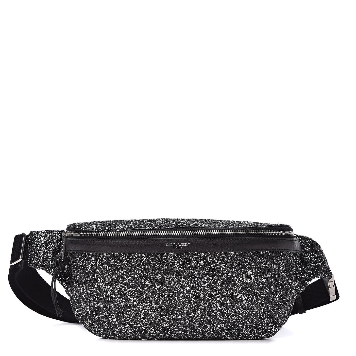 Lambskin Glitter Belt Bag Metallic Black