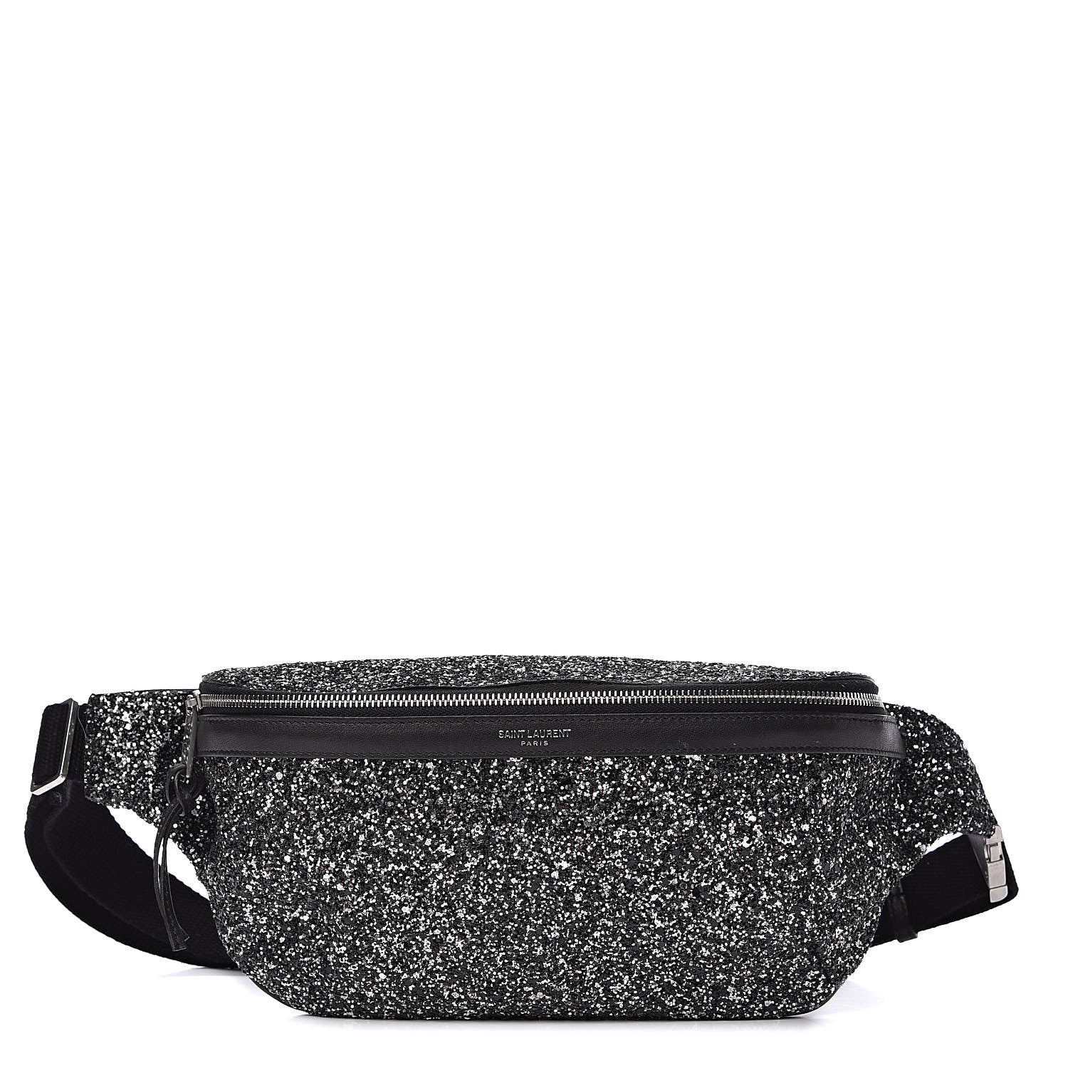 Saint Laurent Lambskin Glitter Belt Bag Metallic Black 1 of 10