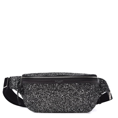 Saint Laurent Lambskin Glitter Belt Bag Metallic Black 1 of 10