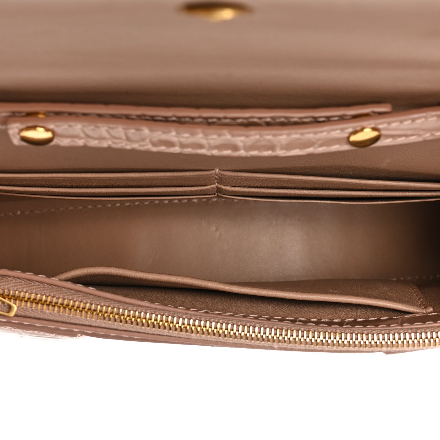 Shiny Calfskin Crocodile Embossed Hourglass Chain Bag Nude Beige