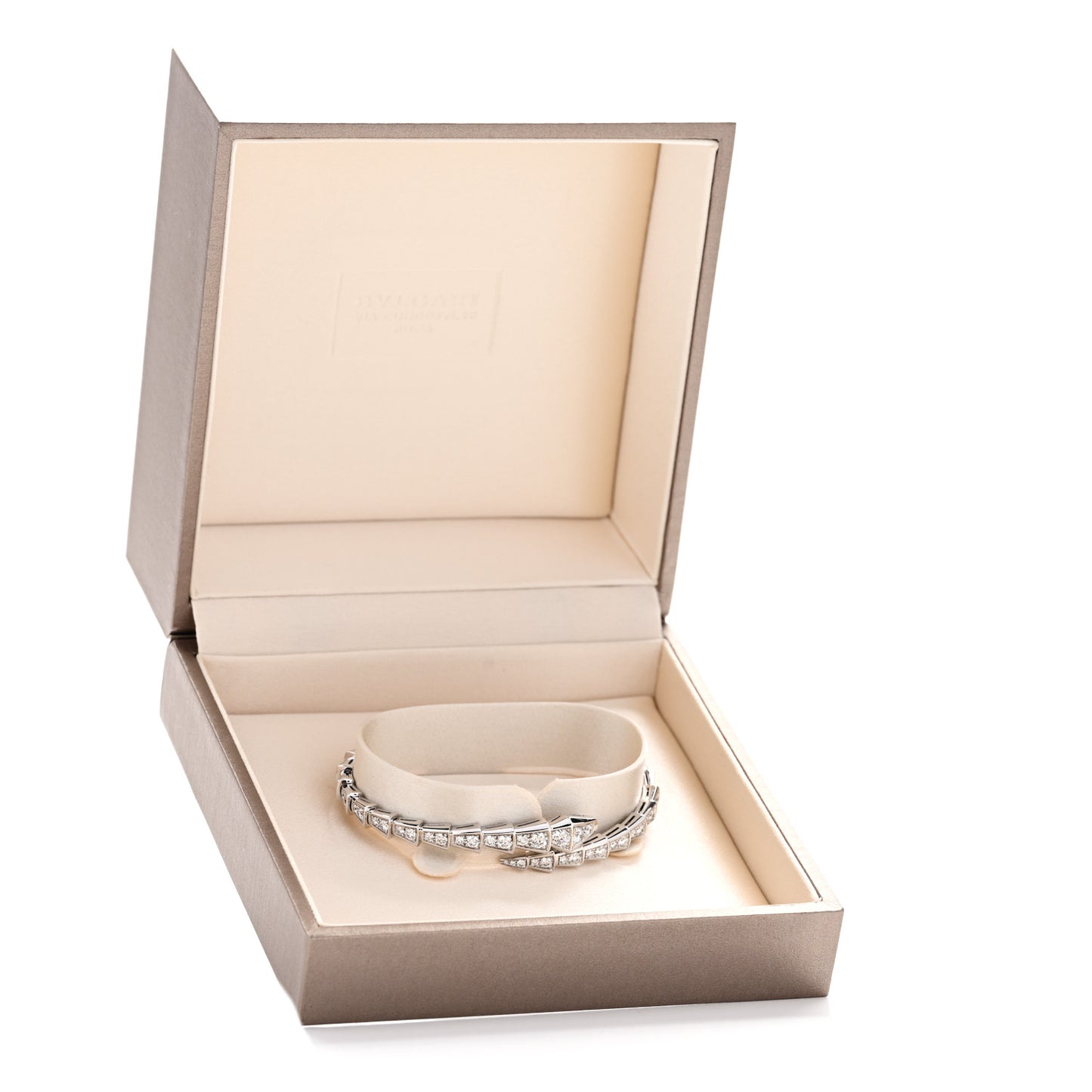 18K White Gold Diamond Serpenti Viper Pave Bracelet M