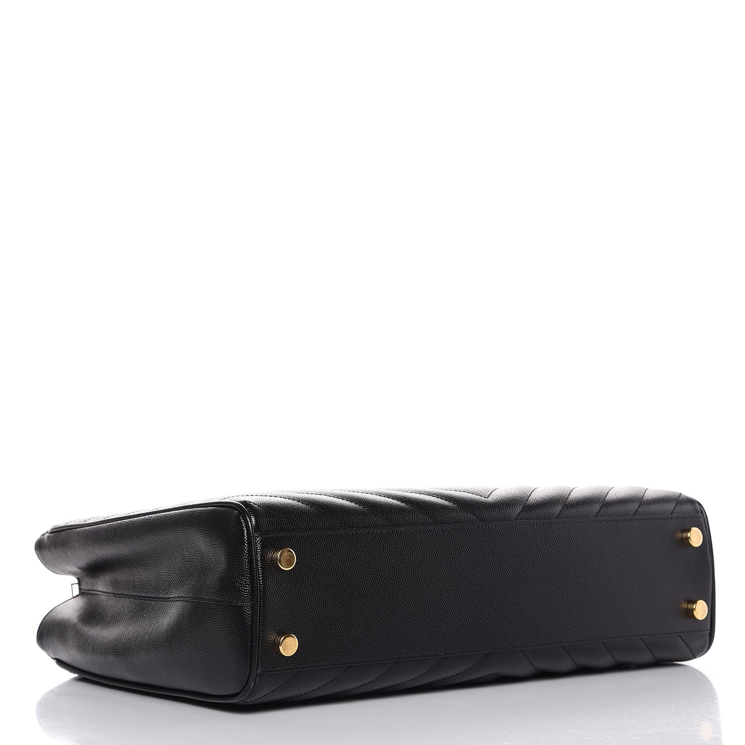 Saint Laurent Grain De Poudre Matelasse Chevron Monogram Shopping Bag Black 4 of 9