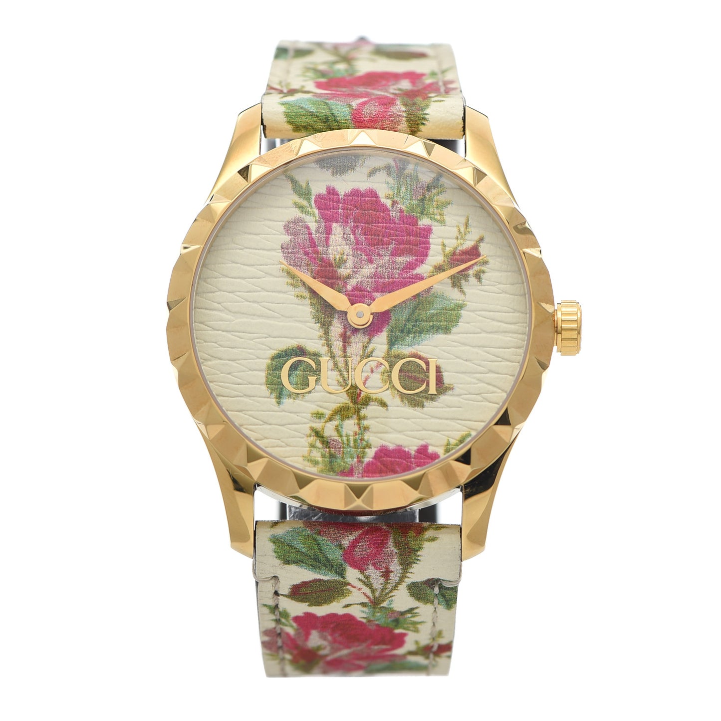 Stainless Steel Calfskin 38mm G-Timeless Floral Quartz Watch Ivory