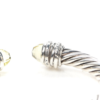 David Yurman Sterling Silver Diamond Lemon Citrine 7mm Cable Crossover Bracelet 4 of 5