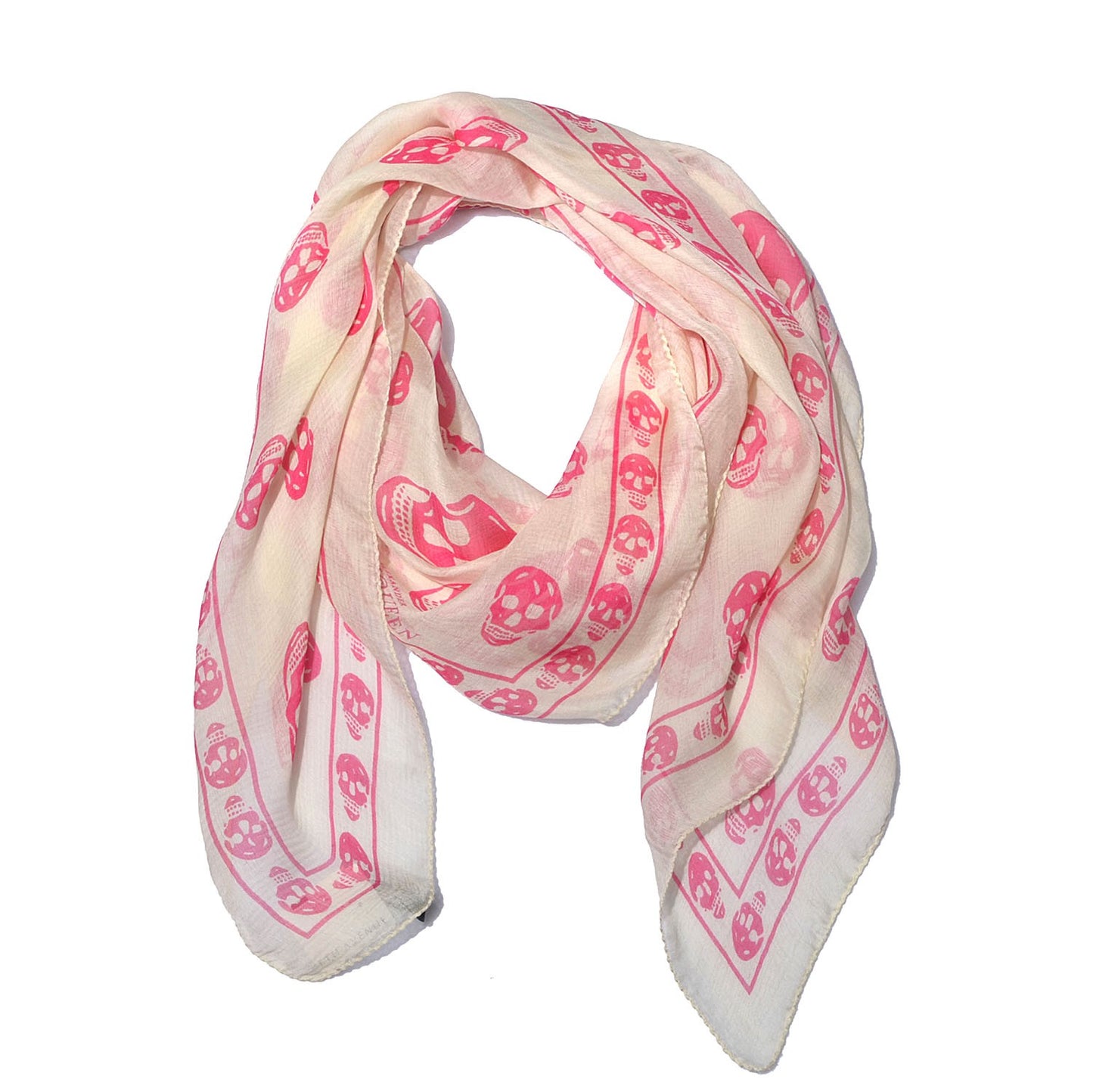 Silk Chiffon Skull Scarf Sun Pink