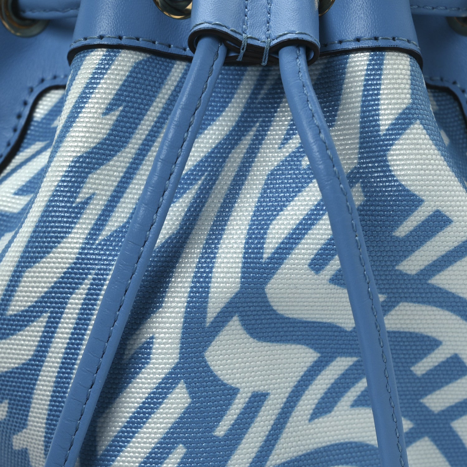 Fendi X SARAH COLEMAN Glazed Canvas Vitello King F is Fendi FF Vertigo Mini Mon Tresor Bucket Bag Cyber Blue White 8 of 11