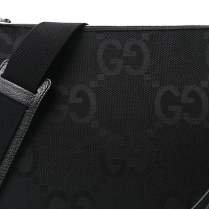 Gucci Monogram Jumbo GG Textured Dollar Calfskin Wristlet Messenger Bag Black 8 of 10