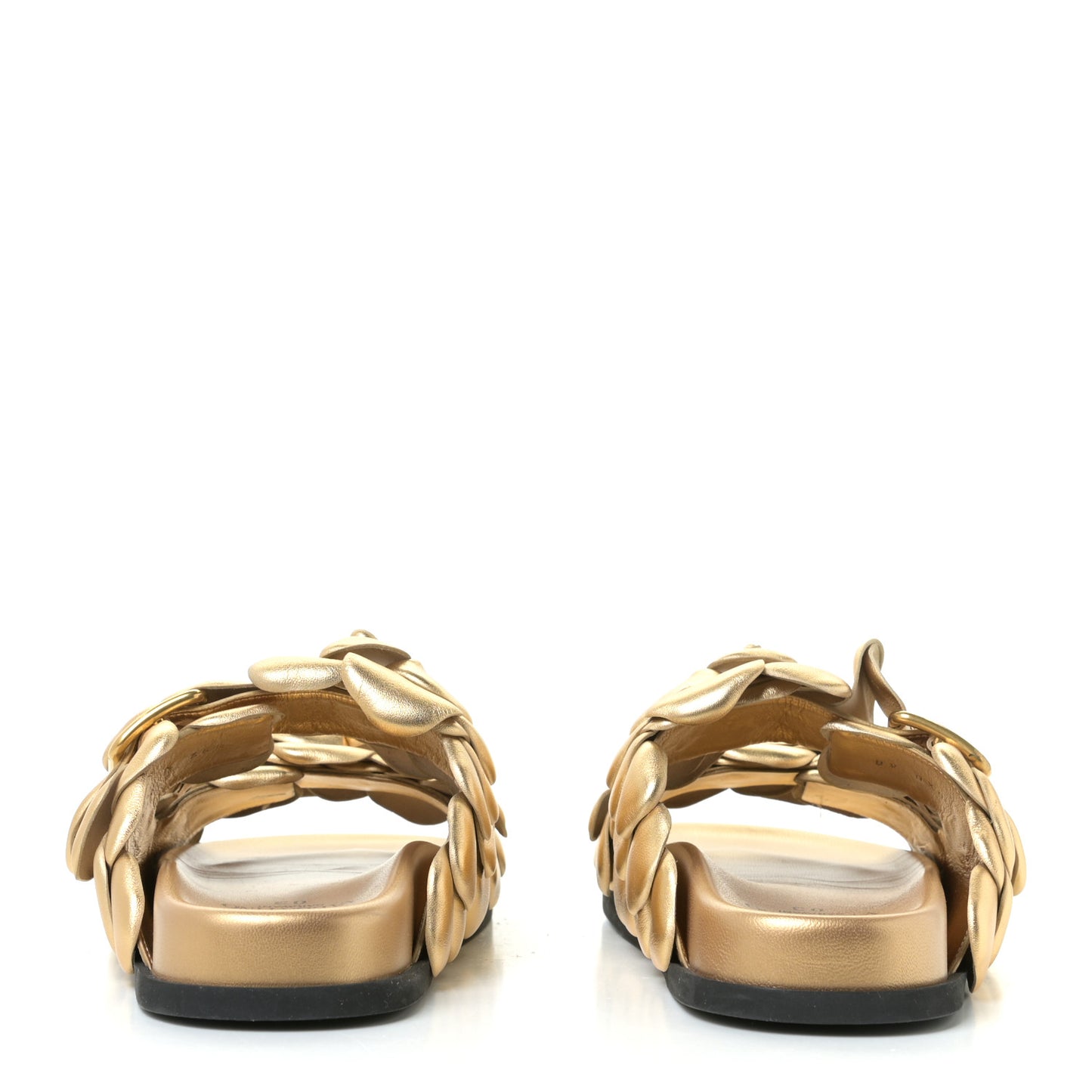 Metallic Kidskin Atelier 03 Rose Edition Double Buckle Slide Sandals 36 Antique Brass