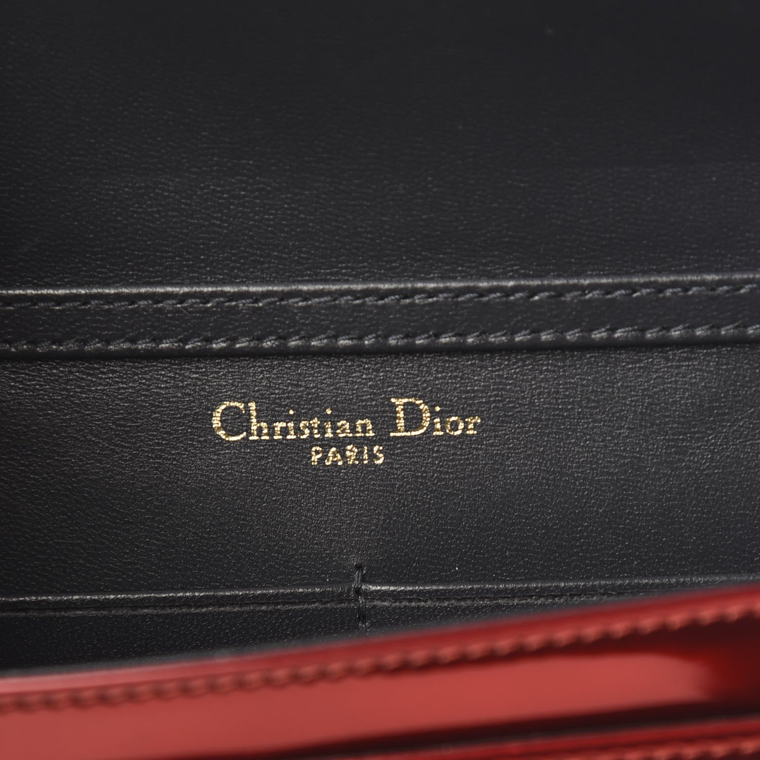 Christian Dior Metallic Patent Micro-Cannage Diorama Wallet on Chain Pouch Red 7 of 8