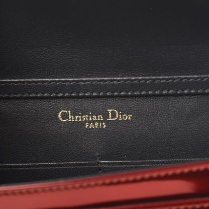 Christian Dior Metallic Patent Micro-Cannage Diorama Wallet on Chain Pouch Red 7 of 8