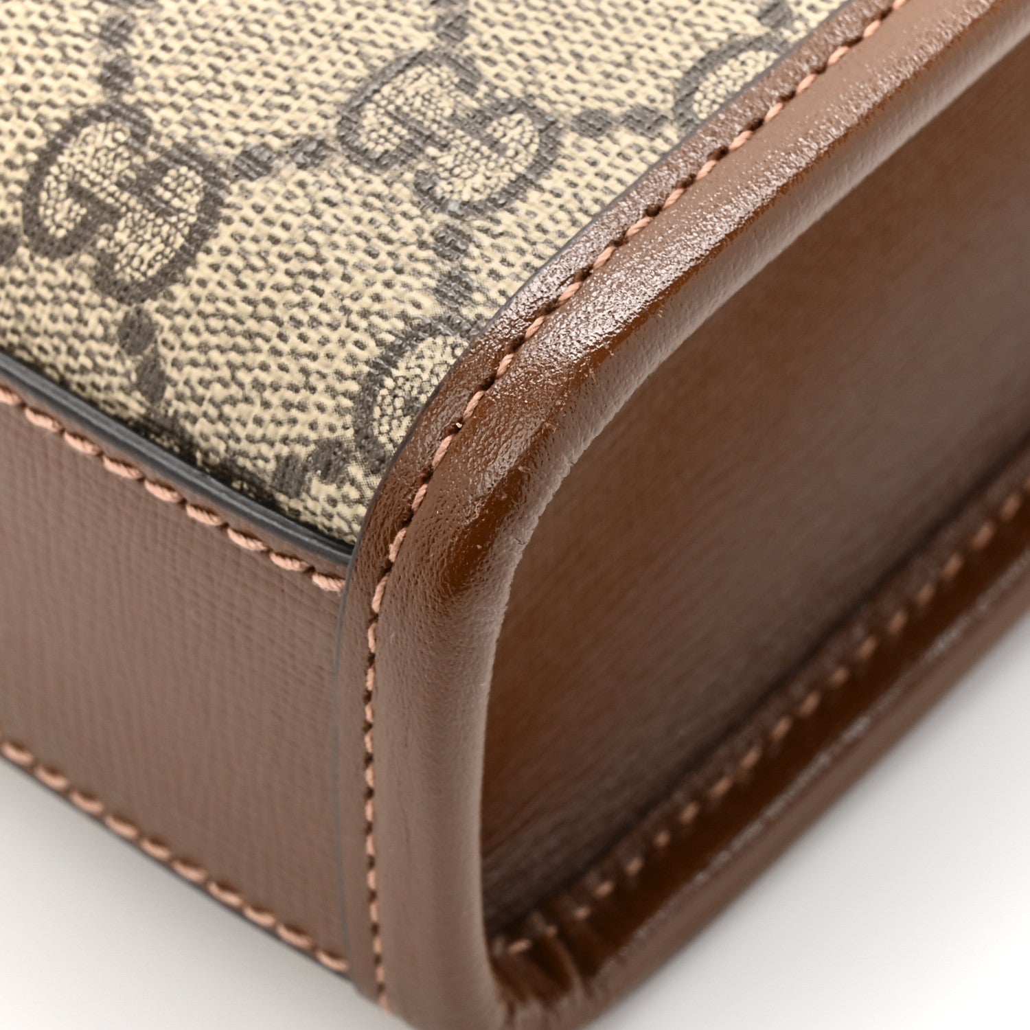 Gucci GG Supreme Monogram Azalea Calfskin Mini Retro Interlocking G Tote Bag Beige Ebony Brown Sugar 12 of 14