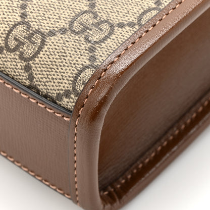 Gucci GG Supreme Monogram Azalea Calfskin Mini Retro Interlocking G Tote Bag Beige Ebony Brown Sugar 12 of 14