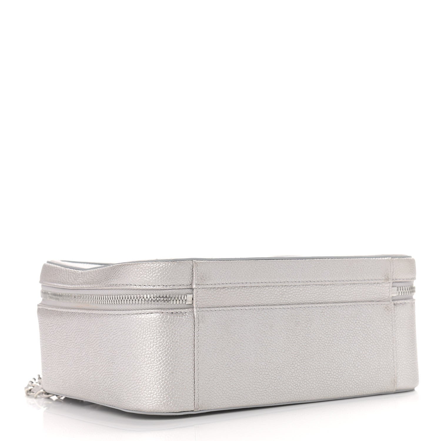 Chanel Metallic Caviar Quilted Large CC Filigree Vanity Case Silver 5 of 23