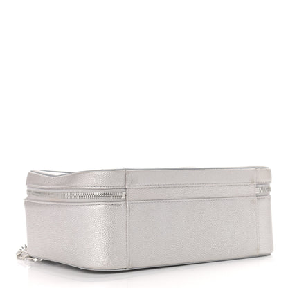 Chanel Metallic Caviar Quilted Large CC Filigree Vanity Case Silver 5 of 23