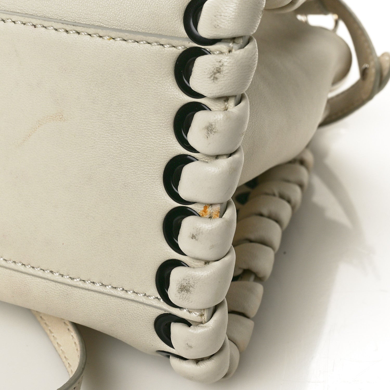 Fendi Nappa Lace Up Mini Peekaboo Iconic Satchel Bianco Carta 12 of 14
