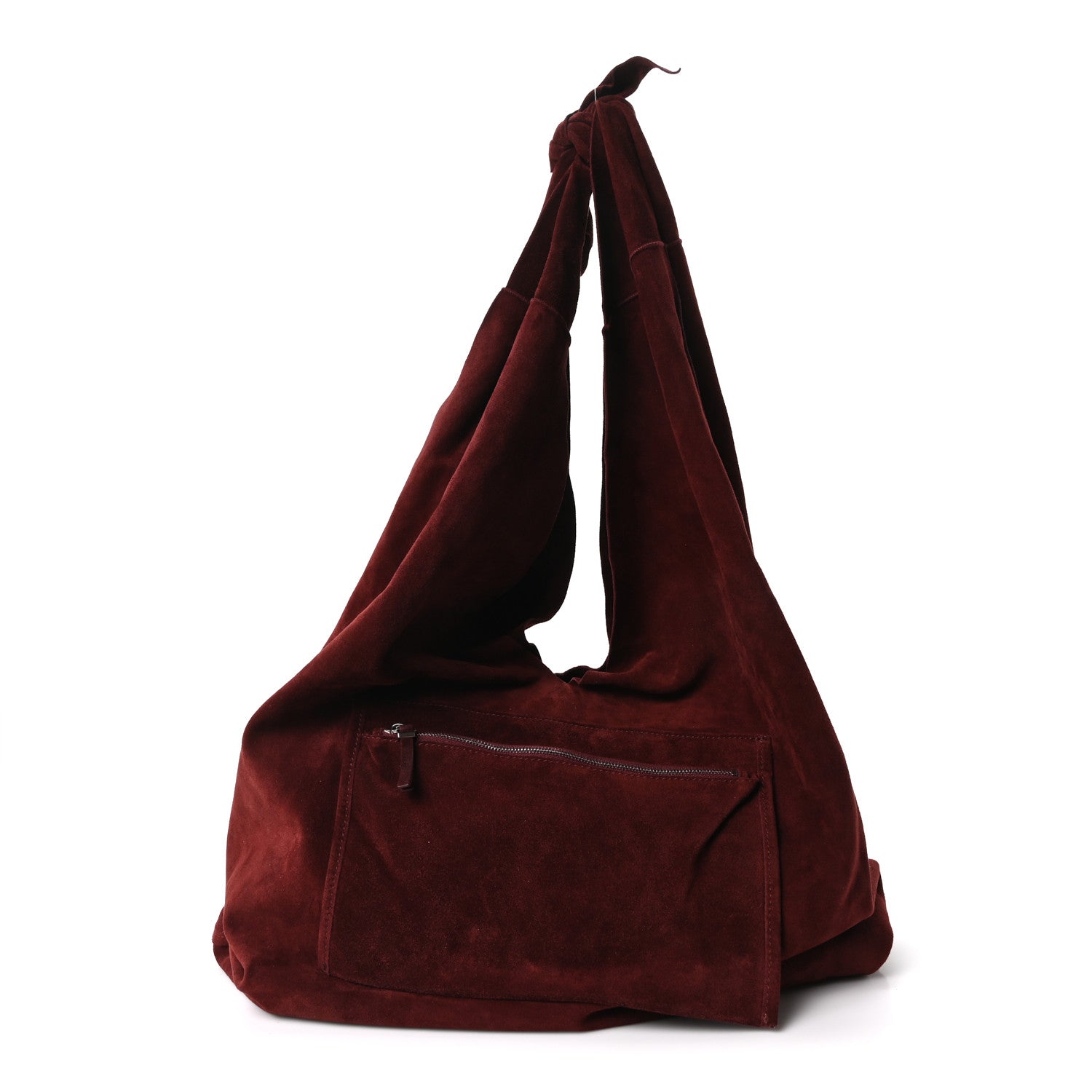 The Row Suede Bindle Bag Burgundy 1 of 8