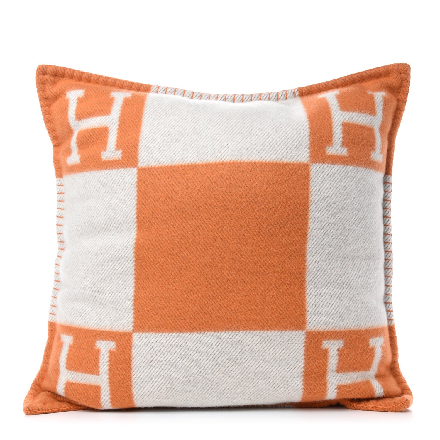 Hermes Wool Cashmere Avalon Pillow PM Ecru Potiron 1 of 3