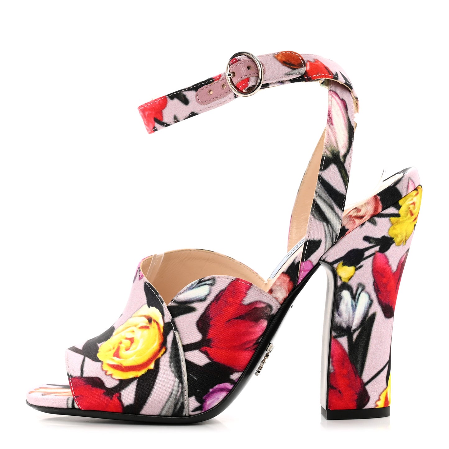 Satin Ankle Wrap Duchesse Little Flowers Sandals 36 Multicolor