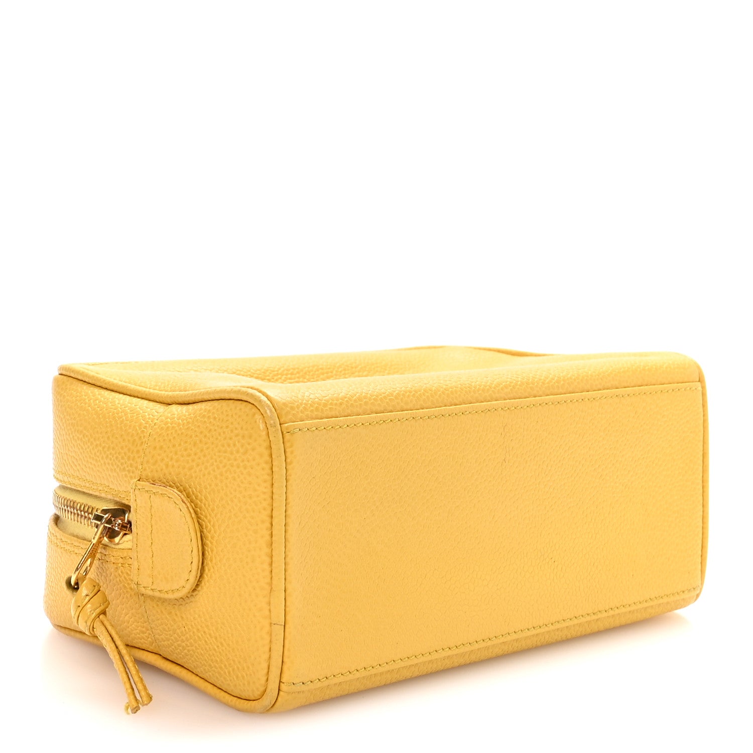 Chanel Caviar Timeless CC Cosmetic Pouch Yellow 4 of 8