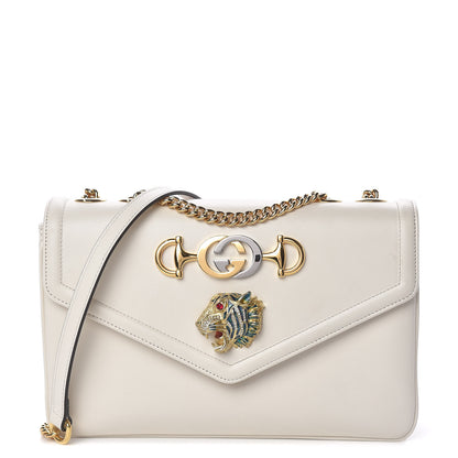 Gucci Vitello Palmellato Lux Crystal Medium Rajah Shoulder Bag Mystic White Multicolor 1 of 19