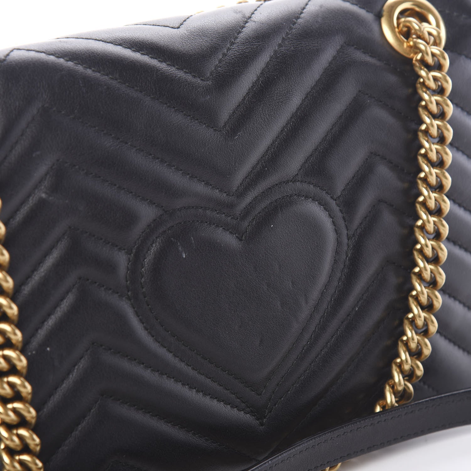 Gucci Calfskin Matelasse Small GG Marmont Shoulder Bag Black 10 of 11