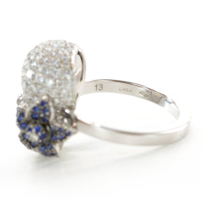 Gucci 18K White Gold Diamond Sapphire Skull Ring 13 US 7 7 of 7