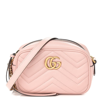 Gucci Calfskin Matelasse Mini GG Marmont Chain Shoulder Bag Perfect Pink 1 of 8