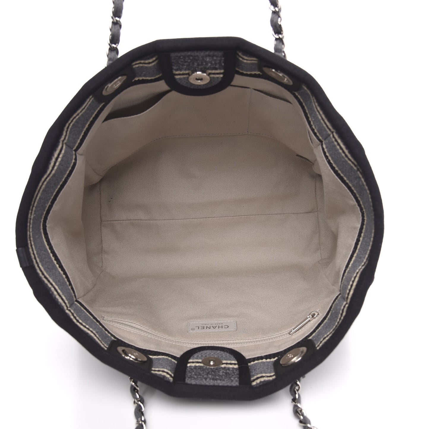 Striped Canvas Small Deauville Tote Grey Black