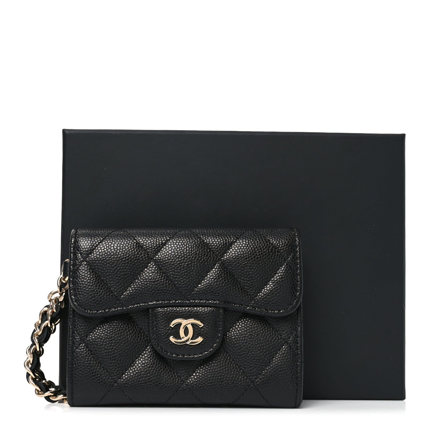 Chanel Caviar Quilted Flap Card Holder Chain Wristlet Black 8 of 8