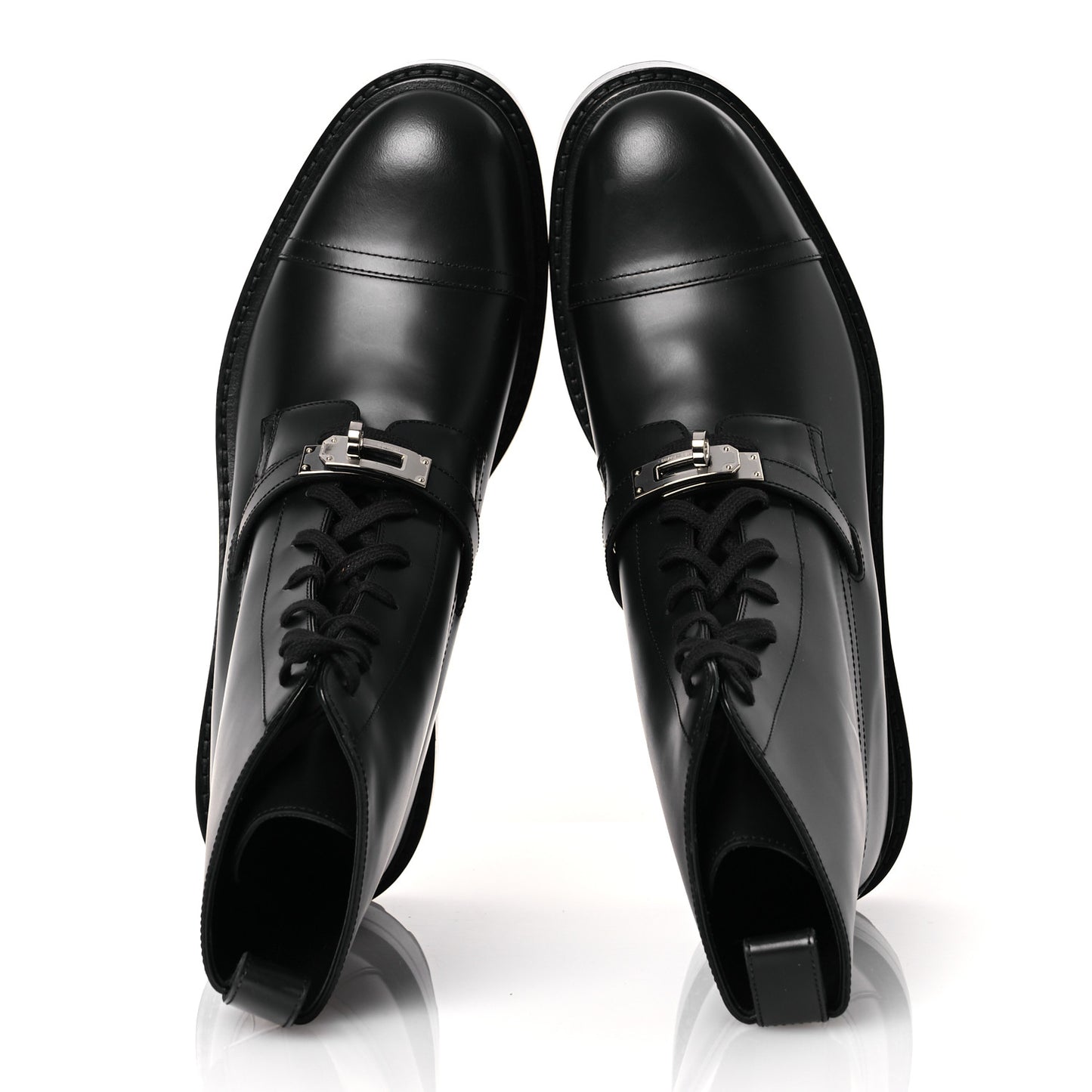 Glossed Calfskin Funk Ankle Boots 41 Black