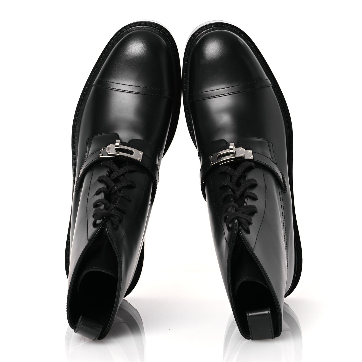 Hermes Glossed Calfskin Funk Ankle Boots 41 Black 2 of 13
