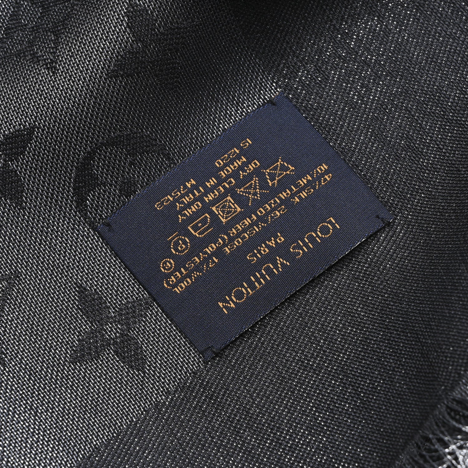 Louis Vuitton Silk Lurex Wool Monogram Shine Shawl Black 3 of 3