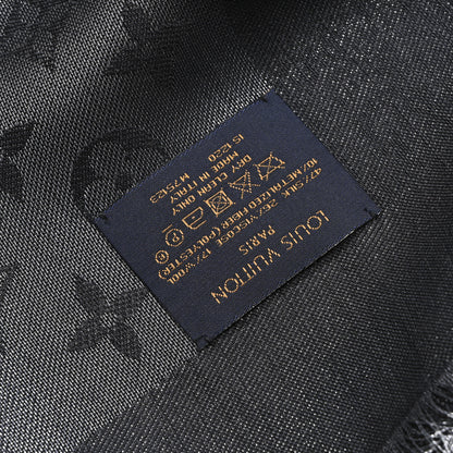 Louis Vuitton Silk Lurex Wool Monogram Shine Shawl Black 3 of 3